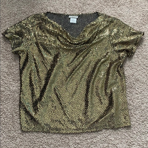 Gold draped neck blouse - Picture 1 of 4